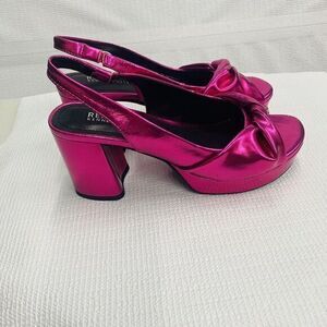 Kenneth Cole Reaction Women's 6.5 Rylee Platform Sandal‎ Hot Pink Metallic
